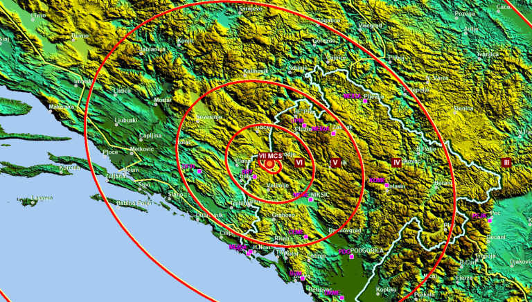 Zemljotres jačine 5,4 stepena Rihterove skale registrovan je jutros u 4.05 časova u blizini Nikšića